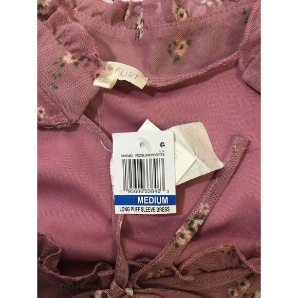 ULTRA FLIRT SZ M pink floral long sleeve party casual mini dress NWT B130 - Picture 8 of 9